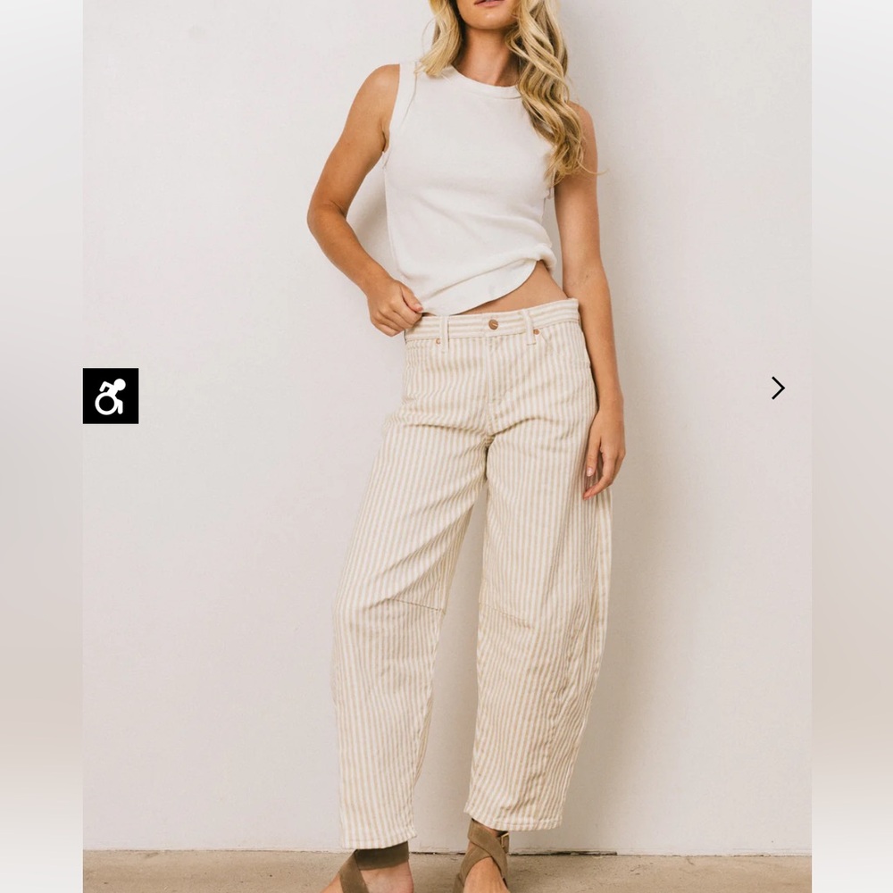 Bohme Allison Striped Barrel Jeans in Tan